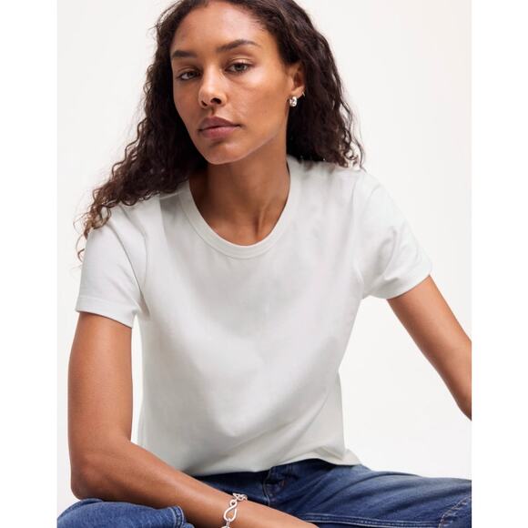 Madewell The Perfect Crewneck Tee WMNS 2XS White Cotton Short Sleeve Lightweight - Picture 1 of 9